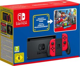 Grundgerät Nintendo Switch, 32GB, V2, rot mit Mario Odyssey